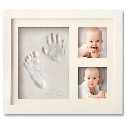 Inkprint keepsake frame with baby handprint and photo openings - MyTapDom