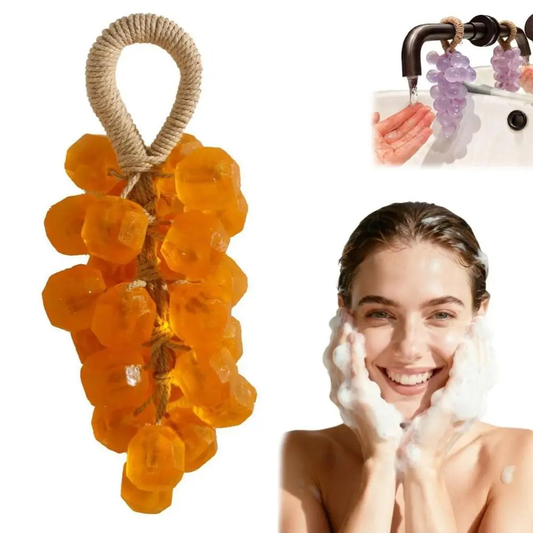 Translucent crystal grape cluster soap hanging by the sink - MyTapDom