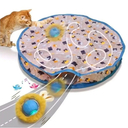 Interactive cat hunting play mat with hidden toys - MyTapDom