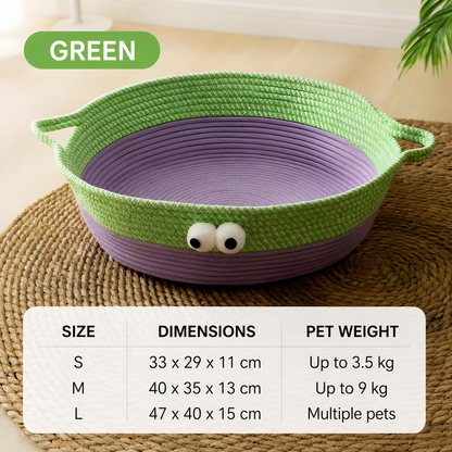 Woven Cotton Cat Bed with Eyes